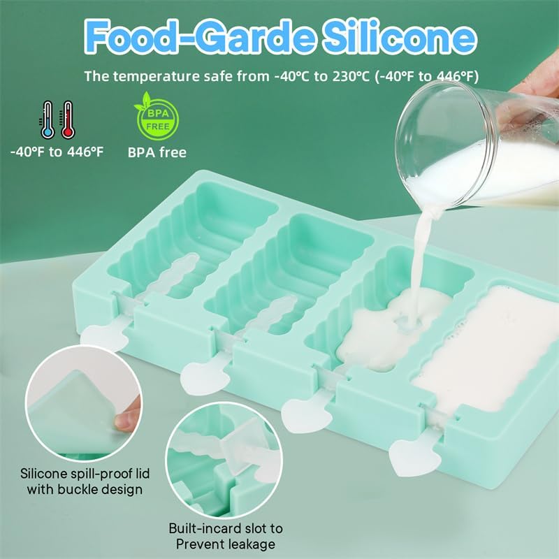 Miniatura 4 de Moldes para paletas de hielo, paquete de 2 moldes de silicona caseros para paletas de fácil liberación, sin BPA, moldes para paletas de hielo, mini
