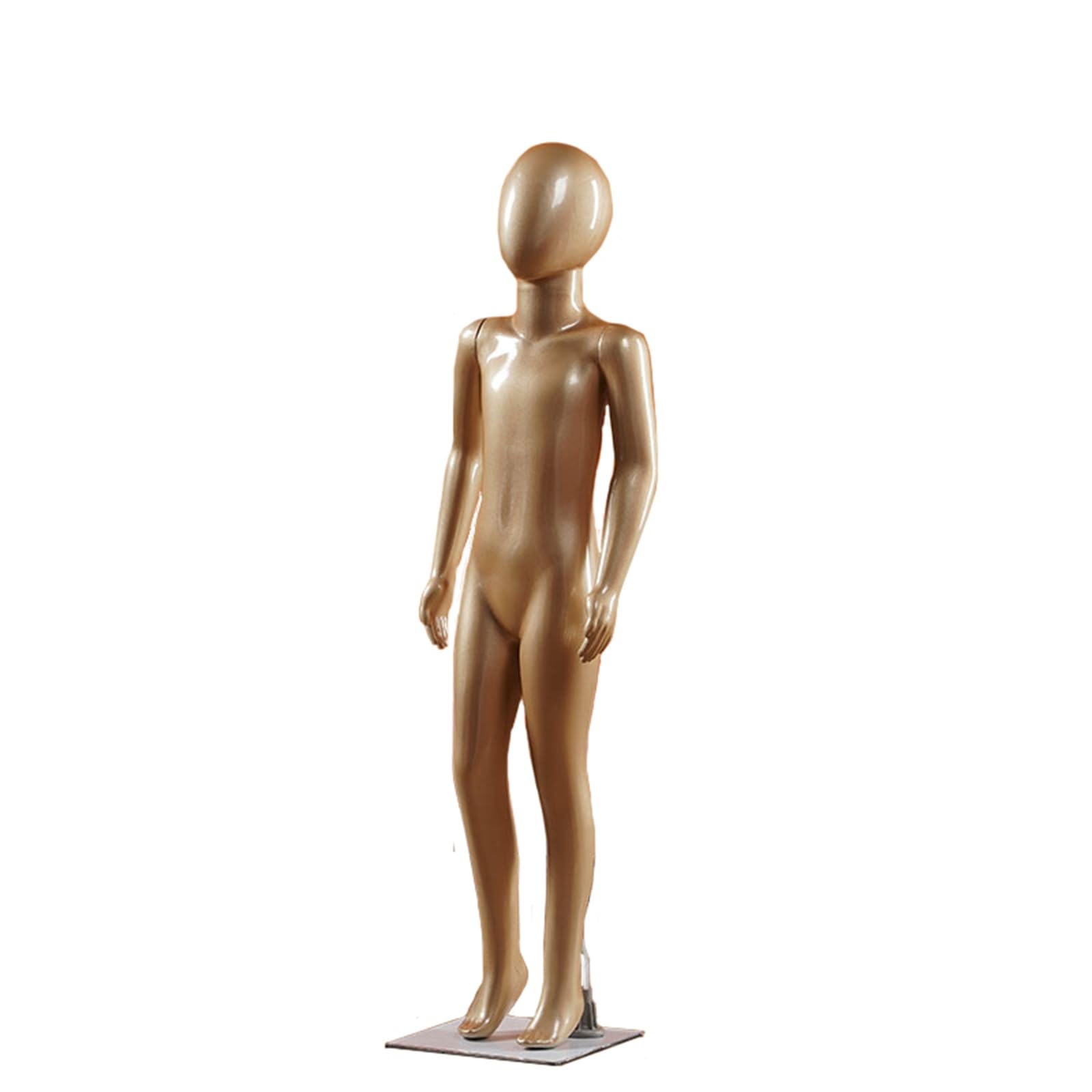6-7 Year Girl Boys Kid Mannequin, Detachable Faceless Manikin Body Dummy with Metal Base, Plastic Child Torso Dress Form Wearable Shoes/Socks (Color : Gold, Size : 6-7 year old)