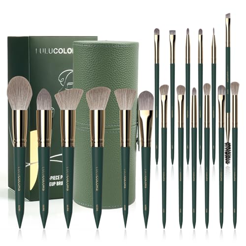 18-Piece Wooden Makeup Brush Set with Holder