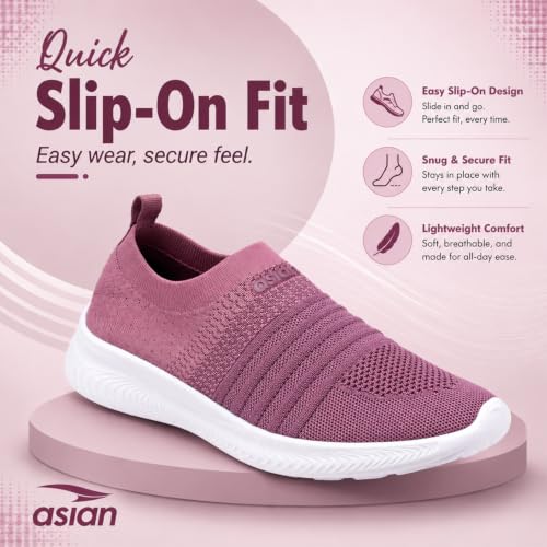 Image of ASIAN Breeze-05 Women's Walking Shoes | Stylish, Lightweight, Breathable Slip-Ons with Cushioned Comfort | Ideal Travel
