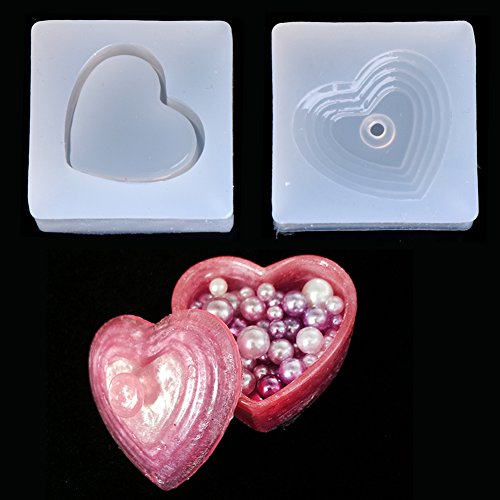 Hacloser DIY Heart Shapes Silicone Storage Box Mold Resin Mould Jewelry Casting Craft Tools
