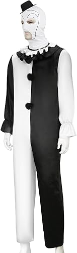 Miniatura 3 de Disfraz de terrifier para hombre, disfraz de payaso asesino blanco y negro, sombrero para Halloween