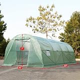 Ideal for Cultivating Plants, Flowers, 20x10x7ft Walk-in Outdoor Large Tunnel Greenhouse Portable Ba