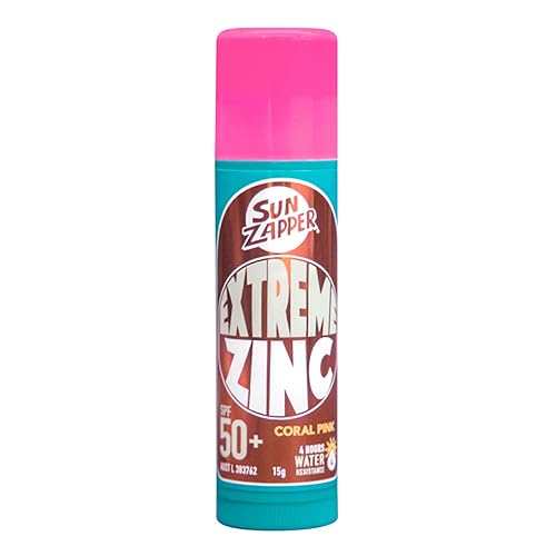 Sun Zapper (Coral Pink) Extreme Zinc Stick - Protector solar mineral de color rosa SPF50+ UVAUVB+ Protección solar inmejorable, crema solar