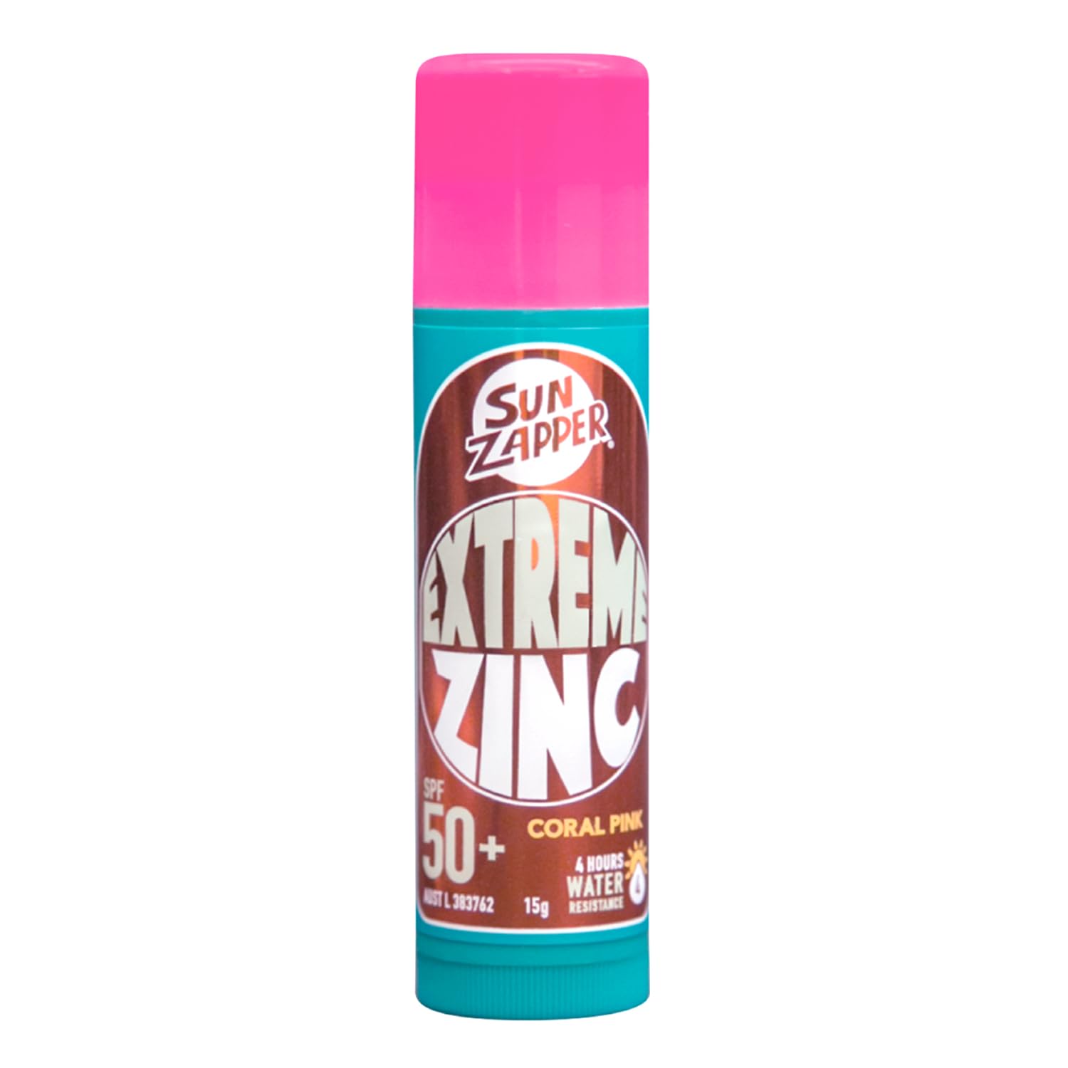 Sun Zapper (Coral Pink) Extreme Zinc Stick - Pink Colour Mineral Sunscreen Stick SPF50+ UVA/UVB+ Unbeatable Sun Protection Sunblock, Sun Cream Made in Australia