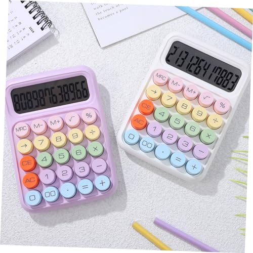 Calculadora de teclado mecánico Uonlytech con botones redondos grandes y pantalla LCD 5
