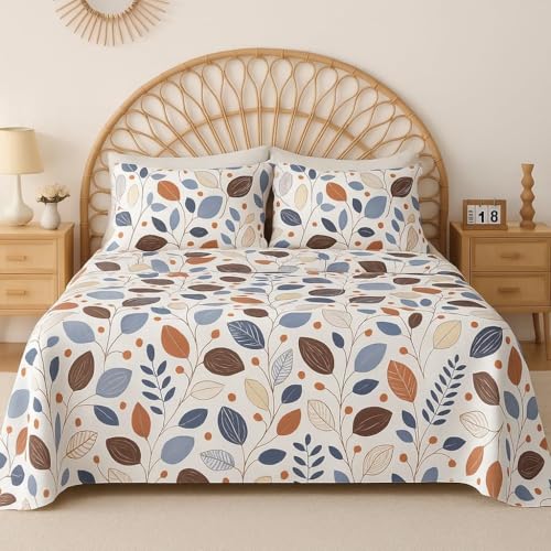 Image of VAS COLLECTIONS 180 TC Cotton Double Bedsheet with 2 Pillow Covers | Soft & Breathable Floral Printed Bed Sheet for Bedroom & Home | 90 x 90 Inches (Petal Print)