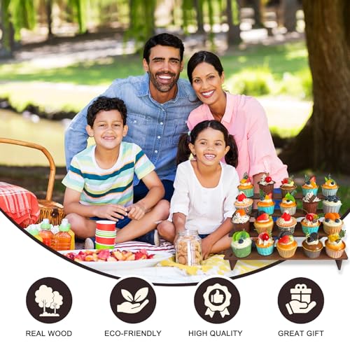 Umgozrz Wooden Cupcake Stand 4 Tier Cupcake Stand Cupcake Holder Rustic Wood Cupcake Display Stand Wooden Dessert Display Stand thumb #3