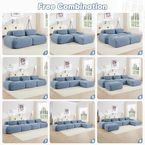 Image of Corduroy Modular Sectional Sofa, Oversized Cloud Couches for Living Room