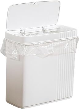 BFYDOAA Narrow Gap Trash Can with Press Type Lid, Slim Plastic Trash Bin Wastebasket for Bedroom,Kitchen,Office and Narrow Places