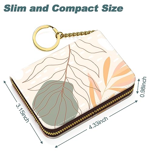 Image of Nipichsha Credit Card Holder, Small RFID Card Wallet for Women, Slim Leather Card Holder Wallet, Abstract Art Leaf, 4.33 x 3.15 x 0.98 inches, Fashions