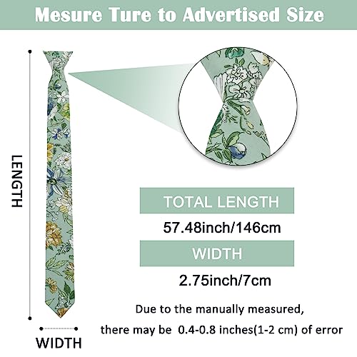 Image of Mantieqingway Men's Cotton Floral Neck Tie 2.56'' Printed Skinny Tie