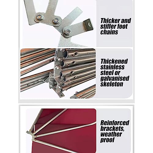 Toldo plegable francés rojo 100x60cm retráctil impermeable con protección solar UV 8