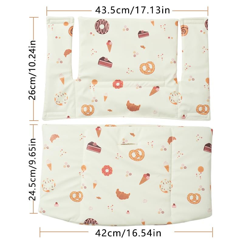 Image of Baby Cushion Set Soft and Comfort High Chair Cushion for Infant, Toddler High Chair Accessories Easy to Clean and Install, Dessert White