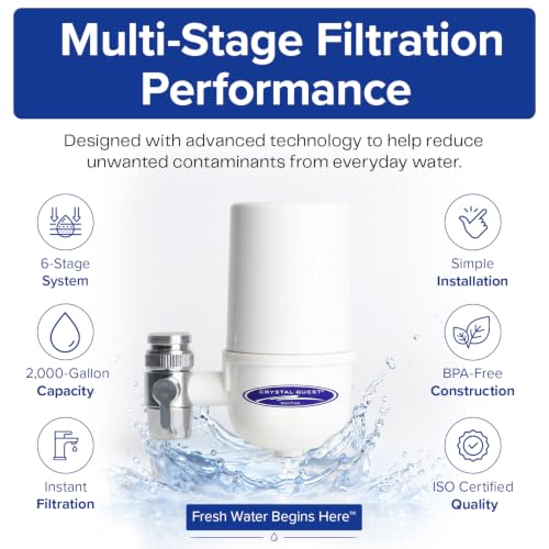Image of Crystal Quest Faucet Mount Water Filter, ISO Certified 2000-Gallon Capacity