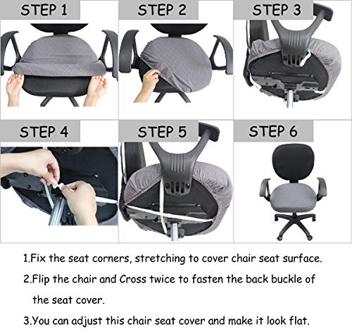 Office Chair Cover, Geometric Jacquard Soft Stretchable Office Computer Chair Square Round Cushion Seat Cover & Back Slipcover, T-Teal #TOP5