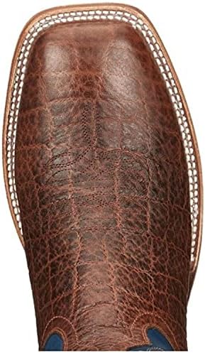 Tony Lama Mens Jinglebob Cognac Safari 11in Blue Cowhide Top Square Toe Boot Brown 13 EE | Image 5