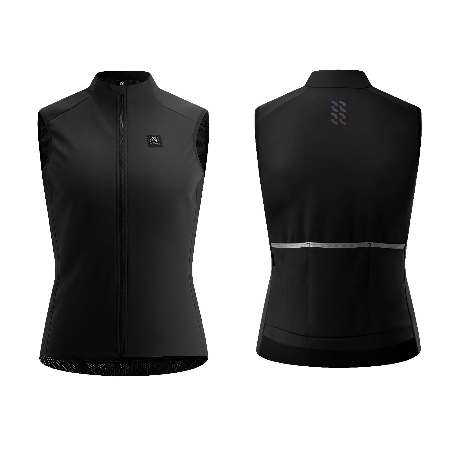 NUCKILY Damen Radtrikot Winter Thermo Fahrradweste Winddichte Thermofleece Ärmellose Radjacke für Rennradfahren Gravelbiking Schwarz