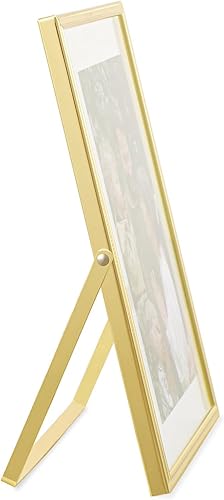 Miniatura 6 de eletecpro Juego de 2 portarretratos dorados de 4 x 6 pulgadas, hechos de metal y cubierta de vidrio, para múltiples tamaños de hasta 6 x 8 pulgadas,