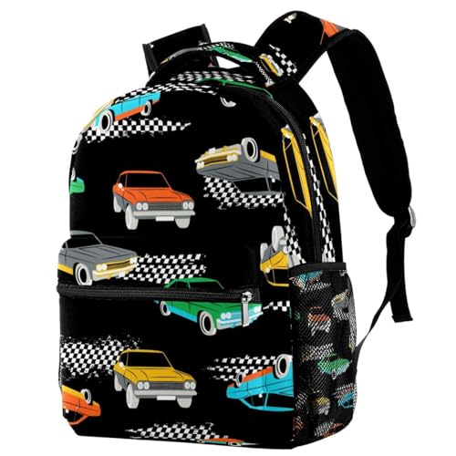 Sac à dos d'école voitures rétro multicolore pour ados et voyage décontracté