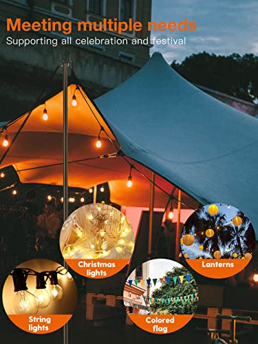 Addlon 4 Pack String Light Poles Pro 10Ft, Aluminum Waterproof Harder Outdoor Poles With Hooks For Hanging, Patio, Garden, Wedding, Parties - Classic Black #TOP6