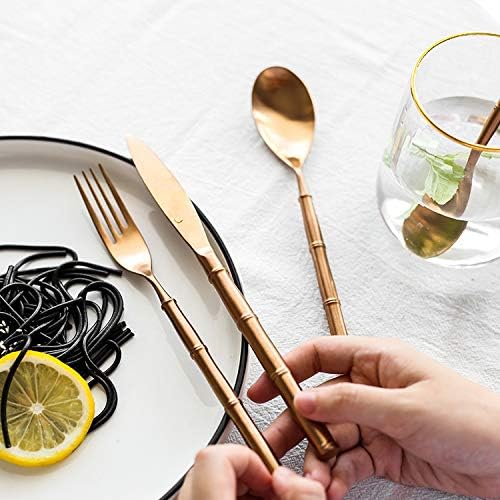 Silverware Flatware Cutlery Set, 4/16/24/32/40/48 Pieces 304 Stainless Steel Gold Main Meal Knives, Forks, Spoons, Tea Spoons, Various Matching Hotel Restaurants, Gold 24,Gold-40 Pieces for 10