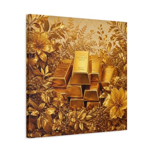 Tableau Floral Gold Bars Toile Idéale pour Salon au-dessus Console