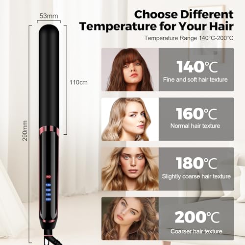HIYAA-Hair-Straightener-2-in-1-Hair-Straighteners-and-Curlers-with-Ceramic-Coating-for-Smooth-Glide-15-Second-Heat-up-Up-to-200C-Lasting-Results-for-CurlWaveStraighten-Hair