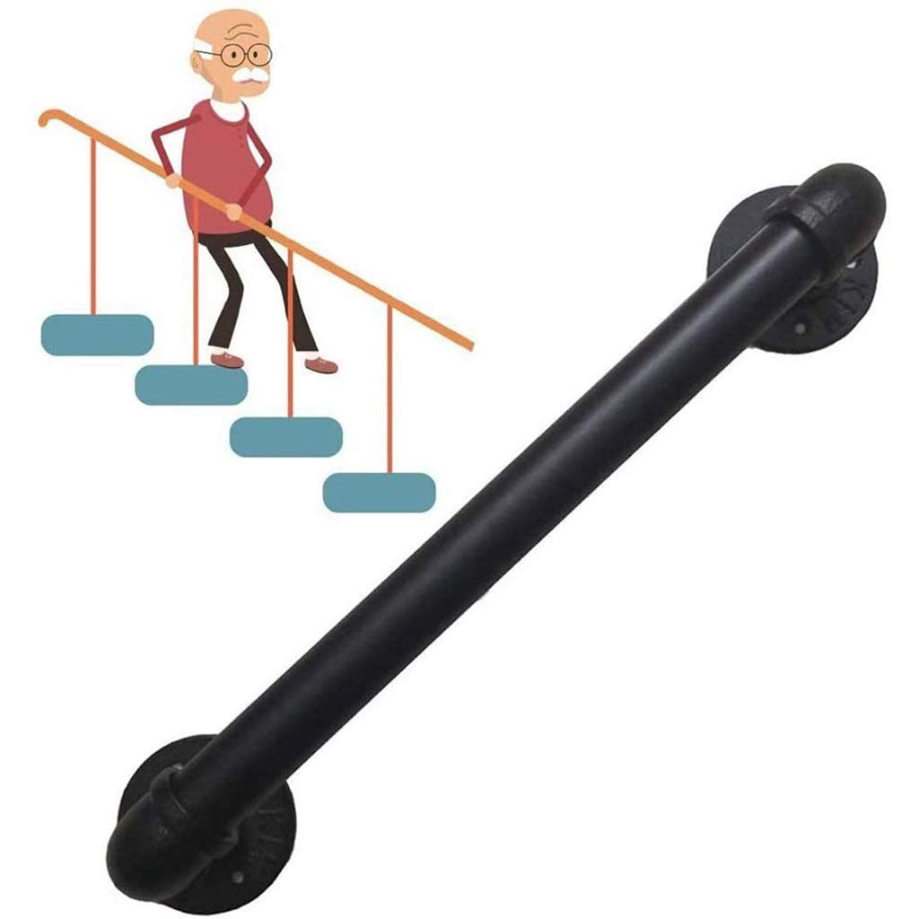 Rambarde d'escalier noire en fer forgé de 4 m style industriel pour intérieur et extérieur