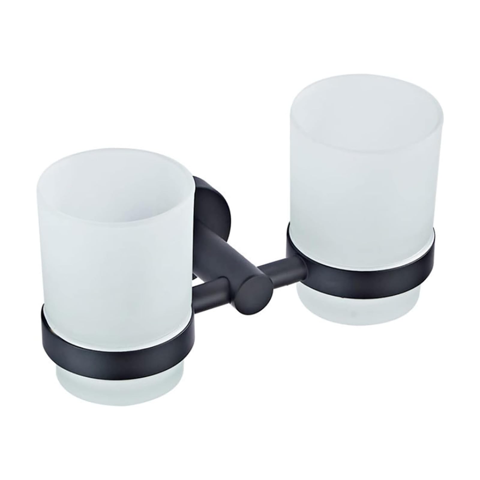 Portaspazzolino da parete nero opaco,con 2 bicchieri per spazzolini da denti in vetro smerigliato, set di portaspazzolino elettrico, accessori da bagno