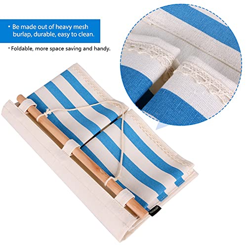 Homecube Linen Cotton Fabric 5 Pockets Wall Door Cloth Hanging Storage Bag Home Organizer (Navy Stripe) #TOP5