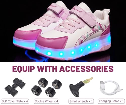LED Roller Skates Shoes 4 Wheel Skating for Kids 5-15 Years -12 Light Modes Boys Girls Light Up Sneakers for Birthday3