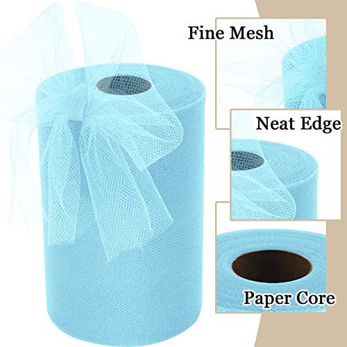 Ableme Deco Tulle Fabric Roll 6 Inches x 100 Yards (15cm x 91m) Tulle for Tutu Skirts Pom Poms Gift Wrapping Baby Shower Wedding Decor (Baby Blue) - Image 3