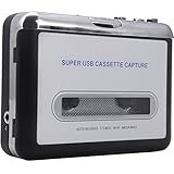 HDE Cassette to MP3 Converter USB 2.0 Portable Tape Deck Captures MP3 Audio via USB Includes Earbuds