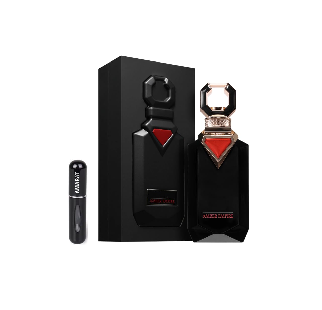 Amber Empire Eau de Parfum 100ml, Perfume Árabe para Hombre de Larga Duración, Incluye Atomizador Recargable, Fragancia Oriental de de Lujo con Notas de Ámbar, Azafrán y Almizcle Blanco (Amber Empire)