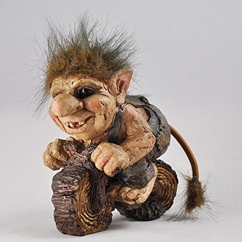 Prezents.com Troll Riding Bike Sculpture Small Novelty Gift Unique Home Fantasy Home Decor H12cm