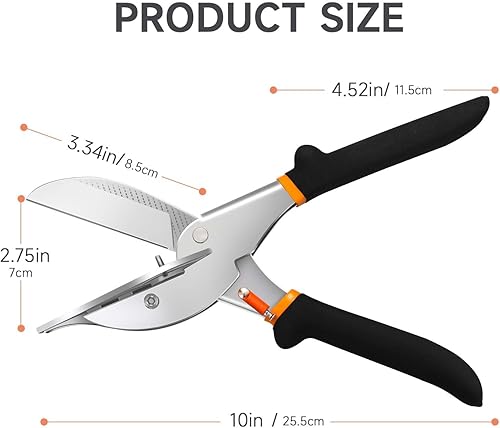 Miniatura 6 de TOWOT Tijeras de inglete, cortador de inglete angular, tijeras multifuncionales para corte angular, ajustables de 45 a 135 grados con bloqueo de