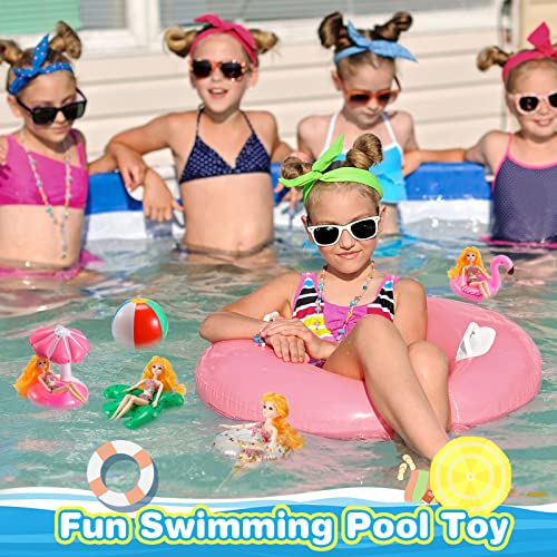 6 Pcs Pool Floaties For Girl Dolls, Girl Doll Swim Accessories Set Swimming Pool Floaties Party Ring Girl Dolls Cup Coasters Dolls Pool Toys Doll Pool For 11.5" Dolls Girl Swimming Pool Toy #TOP4