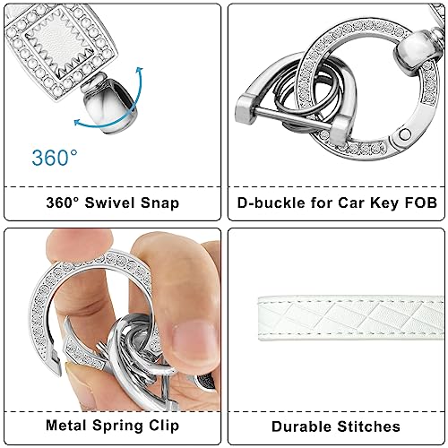 Image of OHKYOOT Leather Wristlet Keychain,Wrist Keychain Car Key Chain with 5 Key Ring and Anti-Lost D Ring