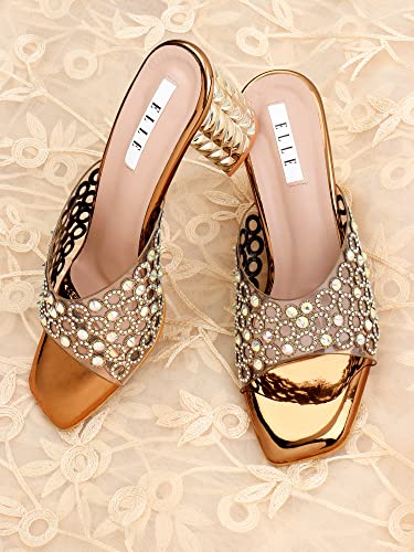 Image of ELLE Women's Embellished Block Heel Slip-On Sandals