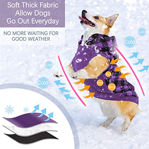 Rozkitch Dog Winter Coat/Hoodie With Detachable Hat, British Plaid Cold Weater Jacket For Small Medium Dogs, Windproof Warm Fleece Lined Vest With Reflective Piping On Removable Hood（Xxs-3Xl） #TOP1