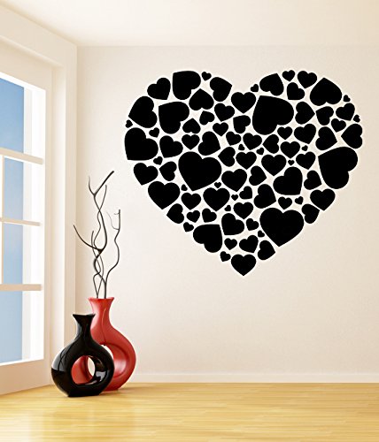 (180 x 159 cm) diseño de corazones con una altura máxima de vinilo adhesivo decorativo para pared con forma de corazón/de estilo romántico con diseño de lámina de decoración de vinilo/Home Love DIY de pareja de tela extraíble incluye + al azar de Vinilo r