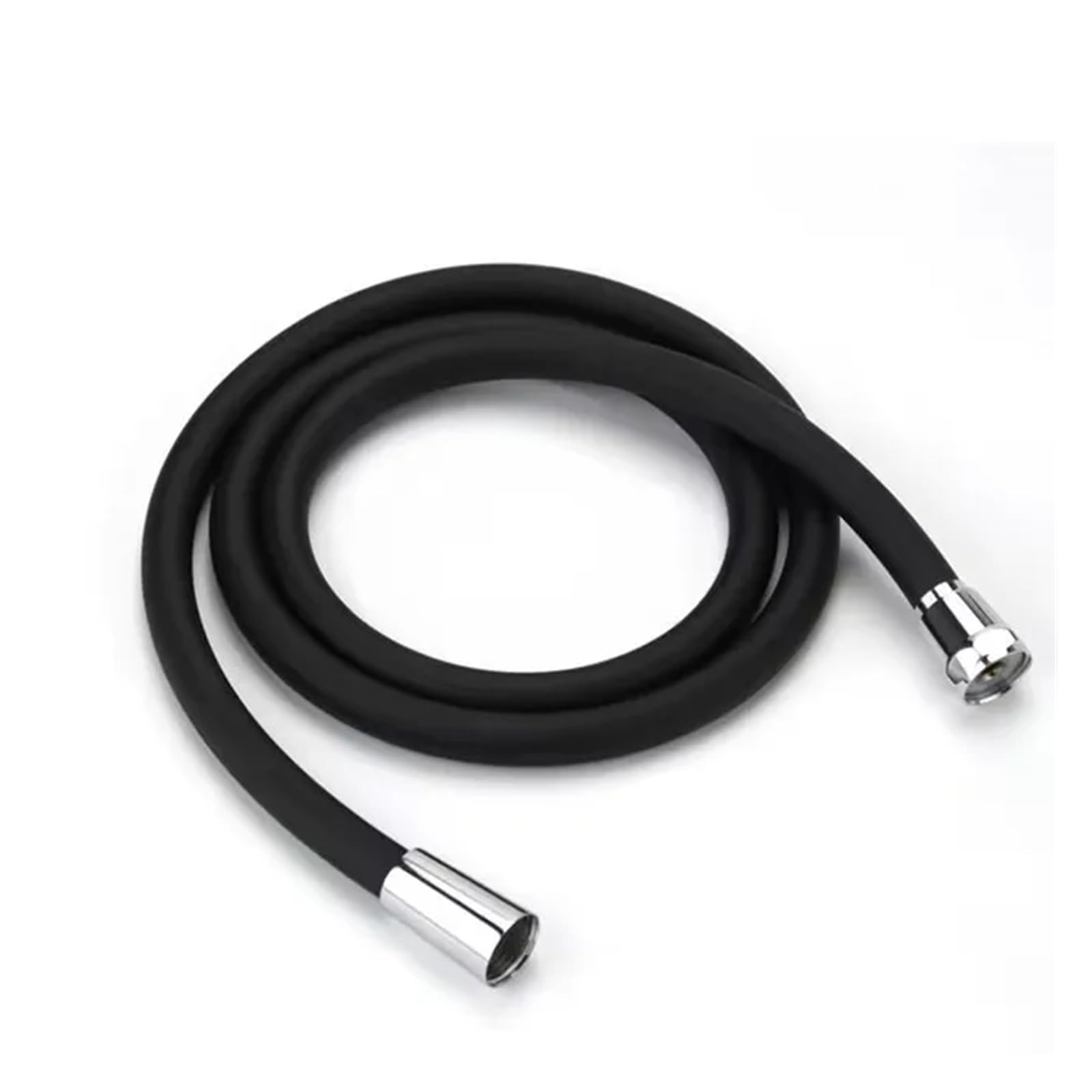 Manguera de ducha de silicona de 1,5/2 m, color negro, gris, blanco, tubo de goma flexible de alta presión con G1/2 de ajuste universal, grifo antibobinado, accesorios de baño (negro 1,5 m)