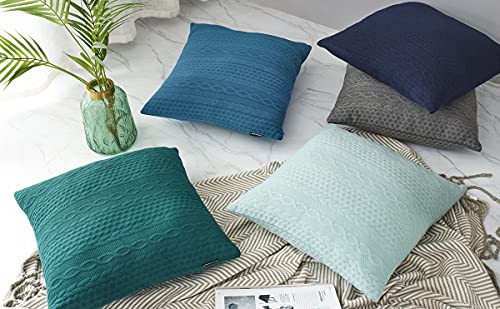 Booque Valley Throw Pillow Covers, Pack Of 2 Super Soft Elegant Modern Embossed Patterned Light Green Cushion Covers Decorative Stretchy Pillow Cases For Sofa Bed Car Chair, 18 X 18 Inch(Seafoam) #TOP6