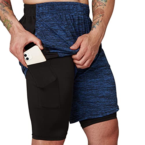 Ultra Performance 3 Pack Mens 2 in 1 Athletic Running Shorts 7 inch Inseam Workout Gym Compression Shorts for Men2