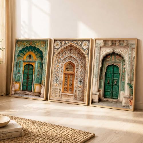Image of kotart Traditional Indian Wall Art Paintings | Wall Posters With frames | Framed Wall Painting for Living Room Home Room Bedroom Office Wall Decor Set of 3 (10X13 inch)
