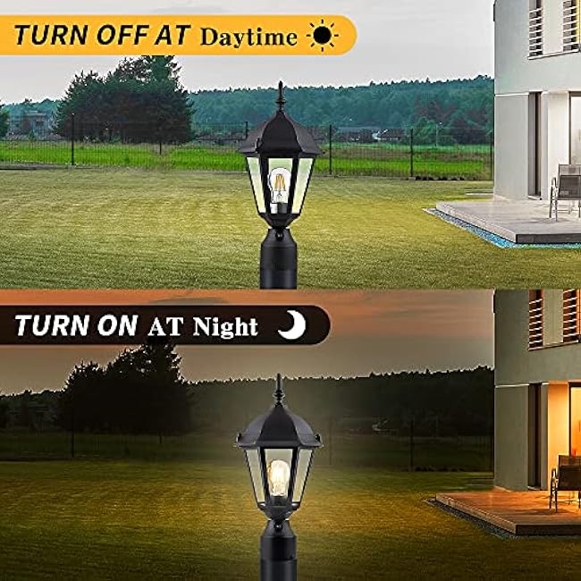 Outdoor Post Light Pole Lantern Lighting Lamp Post Light Fixture 8 Inch Black