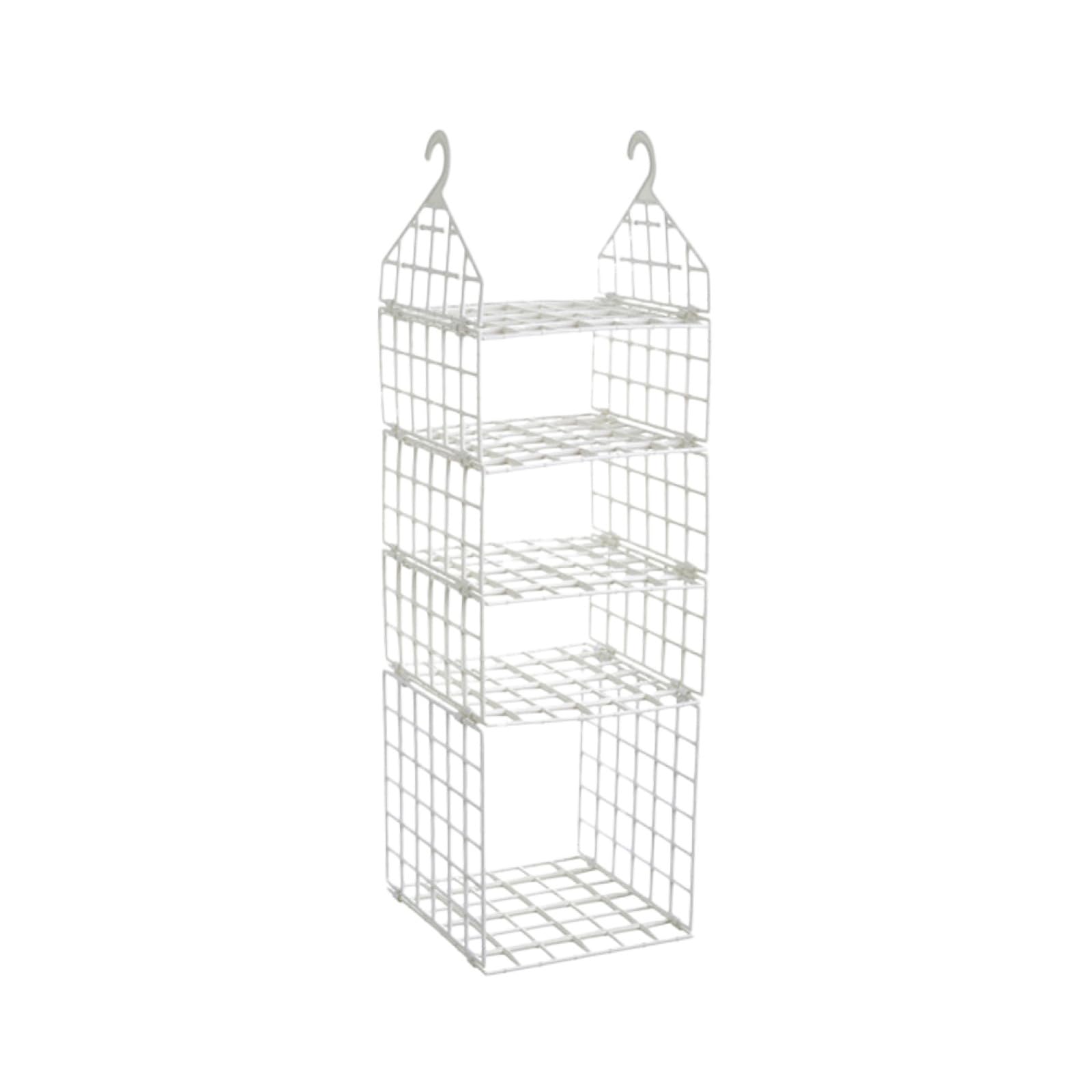 Organizador de PP de Armario Colgante Plegable Blanco Capas | Diseño Ventilado Gancho, Estructura de Rejilla y Boca Ancha, Formato una Grande y Tres Pequeñas