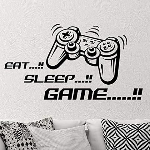 Wall4stickers Pegatina de Pared Eat Sleep Game Joystick Mural Vinilo para niños Cover