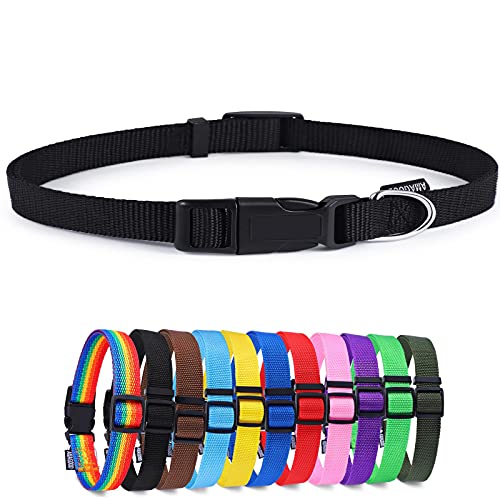 AMAGOOD Dog Collars for Small Medium and Large Dogs,Basic Dog Collars Easy to Use,Available in More 18 Sizes and Colors (X-Small (Pack of 1), Black)